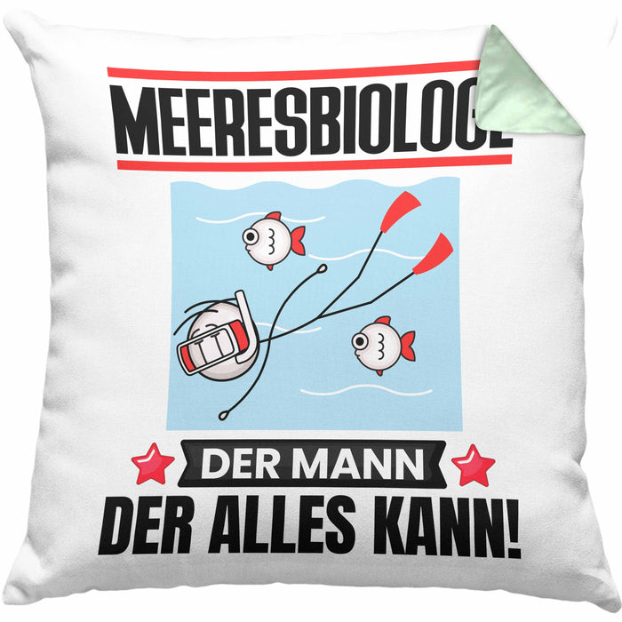 Meeresbiologe Kissen mit Füllung 40x40 Geschenk für Meeresbiologe Der Mann Der Alles Kann Geschenkidee zum Geburtstag (Grau) Grün Trendation