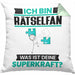Rätselfan Kissen mit Füllung 40x40 Geschenk für Rätselfan Geburtstag Lustiger Spruch Was Ist Deine Superkraft (Grau) Grün Trendation