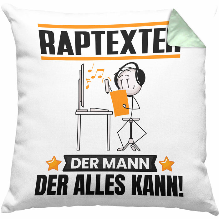 Raptexter Kissen mit Füllung 40x40 Geschenk für Raptexter Der Mann Der Alles Kann Geschenkidee zum Geburtstag (Grau) Grün Trendation