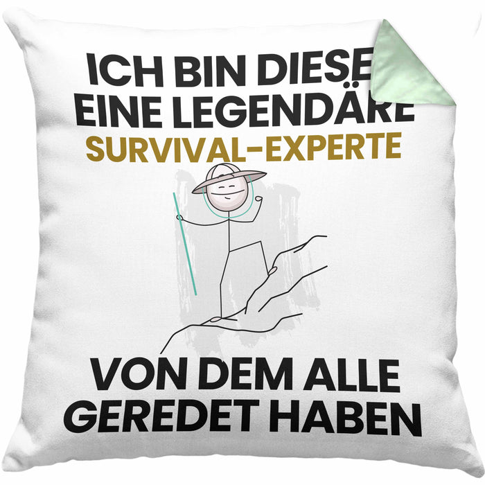 Survival-Experte Geschenk Kissen mit Füllung 40x40 Lustige Geschenkidee Geburtstag für Survival-Experte Ich Bin Dieser Legendäre Survival-Experte Von Dem Alle Geredet Haben (Grau) Grün Trendation