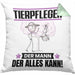 Tierpfleger Kissen mit Füllung 40x40 Geschenk für Tierpfleger Der Mann Der Alles Kann Geschenkidee zum Geburtstag (Grau) Grün Trendation