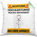 Pilates-Enthusiast Kissen mit Füllung 40x40 Geschenk Lustiger Spruch Geschenkidee für Pilates-Enthusiast Achtung Hochleistungs Pilates-Enthusiast Bei Der Arbeit (Grau) Grün Trendation
