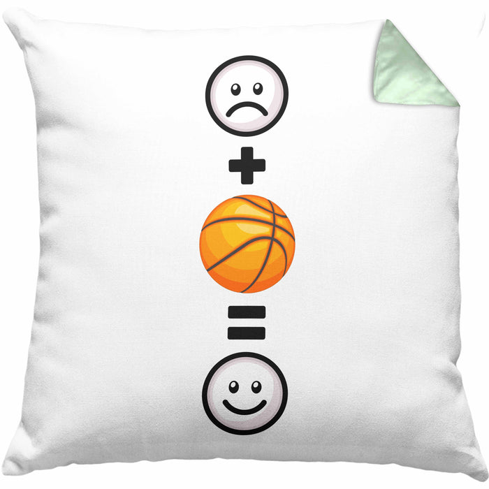 Basketball Kissen mit Füllung 40x40 Geschenk für Basketball-Spieler Geburtstag Lustige Geschenkidee :( + Basketball = :) (Grau) Grün Trendation