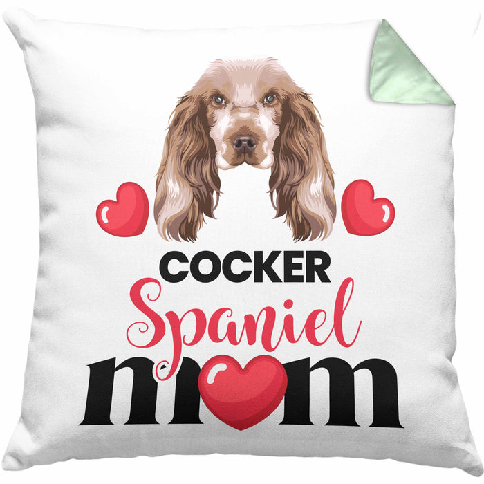 Cocker Spaniel Besitzer Mom Mama Kissen mit Füllung 40x40 Geschenk Lustiger Spruch Geschenkidee Cocker Spaniel Besitzerin (Grau) Grün Trendation