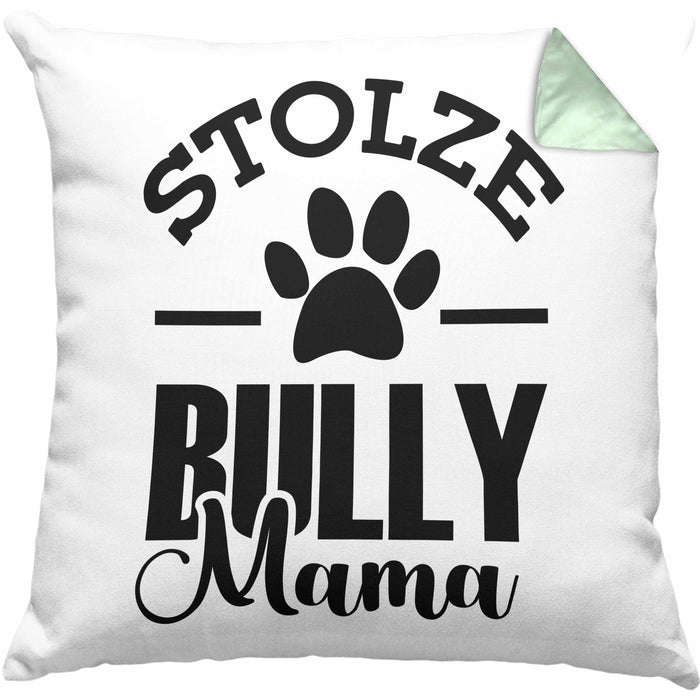 Hunde Kissen mit Füllung 40x40 Geschenk für stolze Bully-Mamas Bully Hunde Geschenkidee (Grau) Grün Trendation