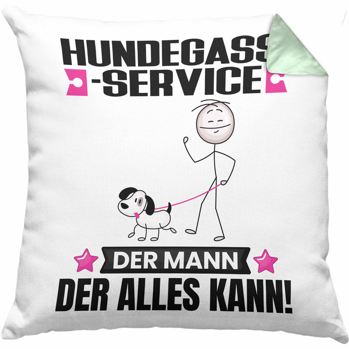 Hundegassi-Service Kissen mit Füllung 40x40 Geschenk für Hundegassi-Service Der Mann Der Alles Kann Geschenkidee zum Geburtstag (Grau) Grün Trendation