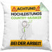 Country-Musiker Kissen mit Füllung 40x40 Geschenk Lustiger Spruch Geschenkidee für Country-Musiker Achtung Hochleistungs Country-Musiker Bei Der Arbeit (Grau) Grün Trendation