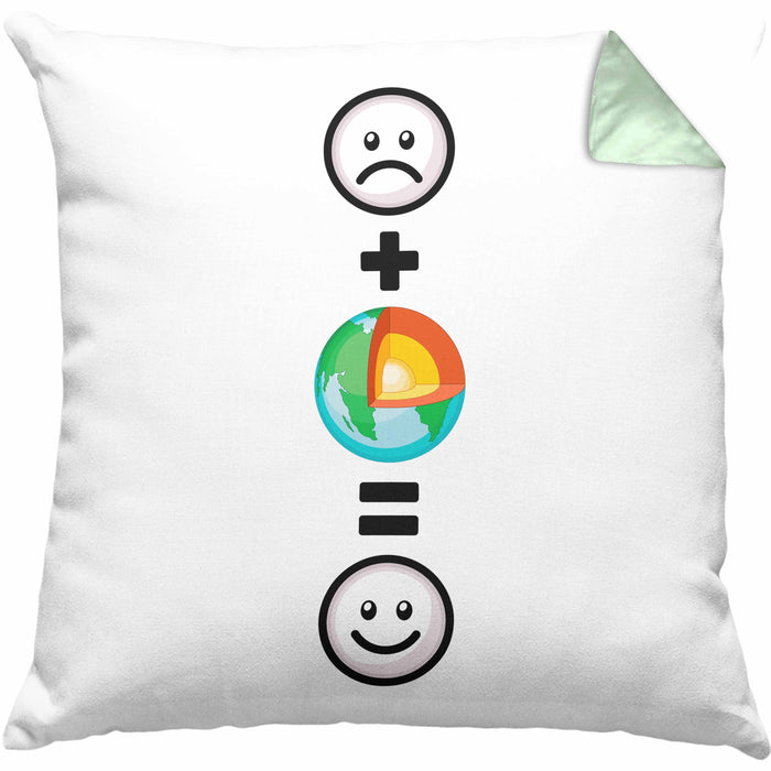 Geologe Kissen mit Füllung 40x40 Geschenk für Geologen Lustige Geschenkidee :( + Geologie = :) Geburtstag (Grau) Grün Trendation