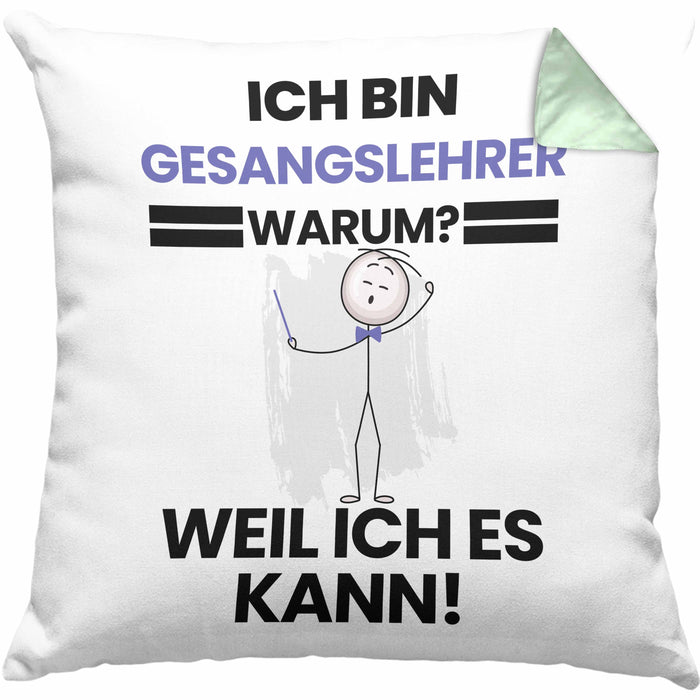 Gesangslehrer Geschenk Kissen mit Füllung 40x40 Lustiger Spruch Ich Bin Gesangslehrer Warum Weil Ich Es Kann Geschenkidee Bester Gesangslehrer Geburtstag (Grau) Grün Trendation