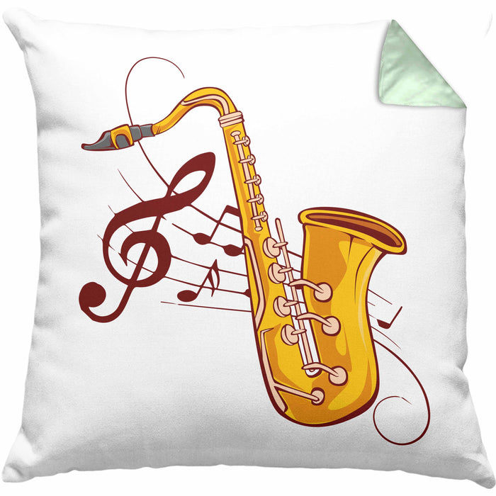 Lustige Saxofon-Kissen mit Füllung 40x40 Geschenk Saxofonspieler Geschenkidee (Grau) Grün Trendation