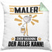 Maler Kissen mit Füllung 40x40 Geschenk für Maler Der Mann Der Alles Kann Geschenkidee zum Geburtstag (Grau) Grün Trendation