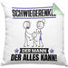 Schwiegerenkel Kissen mit Füllung 40x40 Geschenk für Schwiegerenkel Der Mann Der Alles Kann Geschenkidee zum Geburtstag (Grau) Grün Trendation