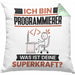 Programmierer Kissen mit Füllung 40x40 Geschenk für Programmierer Geburtstag Lustiger Spruch Was Ist Deine Superkraft (Grau) Grün Trendation