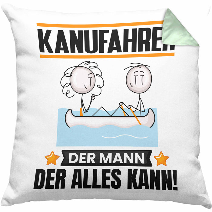 Kanufahrer Kissen mit Füllung 40x40 Geschenk für Kanufahrer Der Mann Der Alles Kann Geschenkidee zum Geburtstag (Grau) Grün Trendation