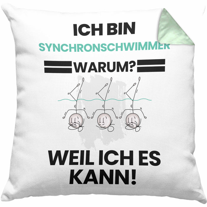 Synchronschwimmer Geschenk Kissen mit Füllung 40x40 Lustiger Spruch Ich Bin Synchronschwimmer Warum Weil Ich Es Kann Geschenkidee Bester Synchronschwimmer Geburtstag (Grau) Grün Trendation