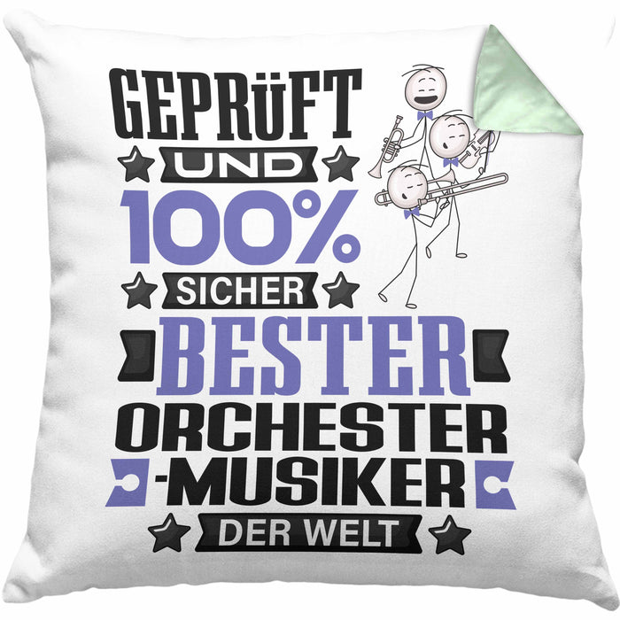 Orchestermusiker Geschenk Lustiger Spruch für Orchestermusiker Geschenkidee Bester Orchestermusiker Der WeltKissen mit Füllung 40x40 (Grau) Grün Trendation