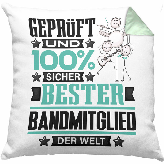 Bandmitglied Geschenk Lustiger Spruch für Bandmitglied Geschenkidee Bester Bandmitglied Der WeltKissen mit Füllung 40x40 (Grau) Grün Trendation