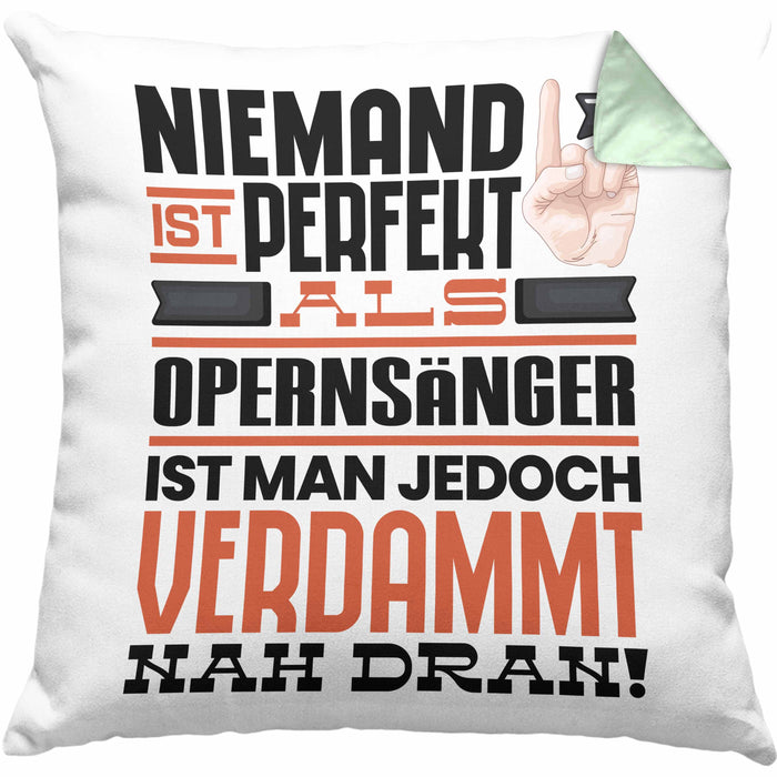 Opernsänger Geschenk Kissen mit Füllung 40x40 Lustige Geschenkidee für Opernsänger Geburtstag Niemand Ist Perfekt Aber Als Opernsänger Ist Man Nah Dran (Grau) Grün Trendation