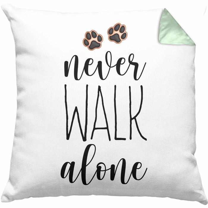 Never Walk Alone Kissen mit Füllung 40x40 Geschenk Hundebesitzer Frauchen Herrchen Geschenkidee (Grau) Grün Trendation