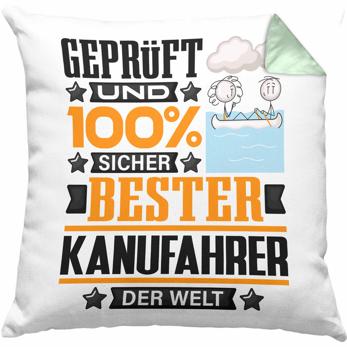 Kanufahrer Geschenk Lustiger Spruch für Kanufahrer Geschenkidee Bester Kanufahrer Der WeltKissen mit Füllung 40x40 (Grau) Grün Trendation