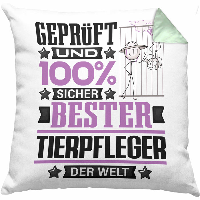 Tierpfleger Geschenk Lustiger Spruch für Tierpfleger Geschenkidee Bester Tierpfleger Der WeltKissen mit Füllung 40x40 (Grau) Grün Trendation