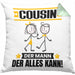 Cousin Kissen mit Füllung 40x40 Geschenk für Cousin Der Mann Der Alles Kann Geschenkidee zum Geburtstag (Grau) Grün Trendation