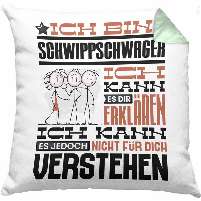 Schwippschwager Geschenk Kaffee-Kissen mit Füllung 40x40 Geschenkidee für Schwippschwager Ich Bin Schwippschwager Ich Kann Es Dir Erklären Jedoch Nicht Für Dich Verstehen Spruch Lustig (Grau) Grün Trendation