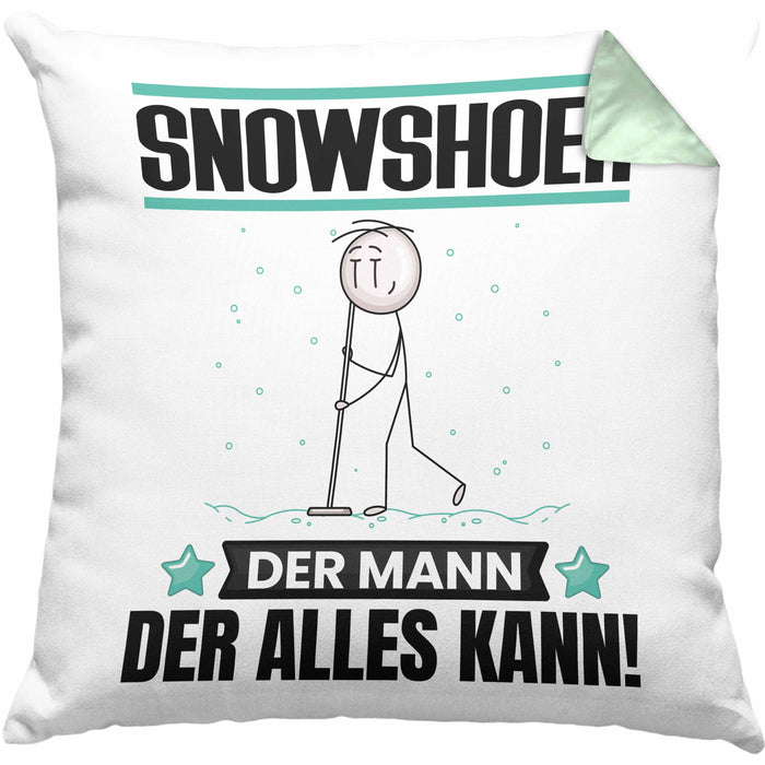 Snowshoer Kissen mit Füllung 40x40 Geschenk für Snowshoer Der Mann Der Alles Kann Geschenkidee zum Geburtstag (Grau) Grün Trendation