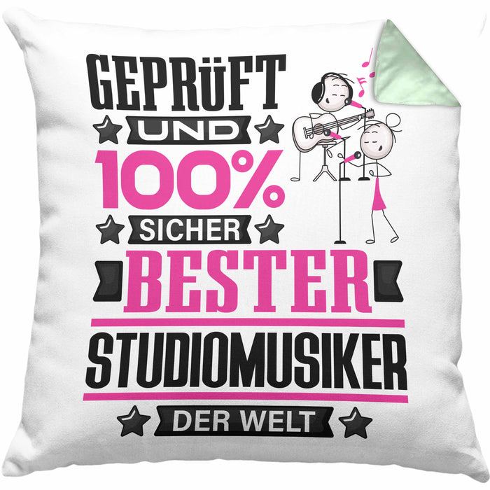 Studiomusiker Geschenk Lustiger Spruch für Studiomusiker Geschenkidee Bester Studiomusiker Der WeltKissen mit Füllung 40x40 (Grau) Grün Trendation