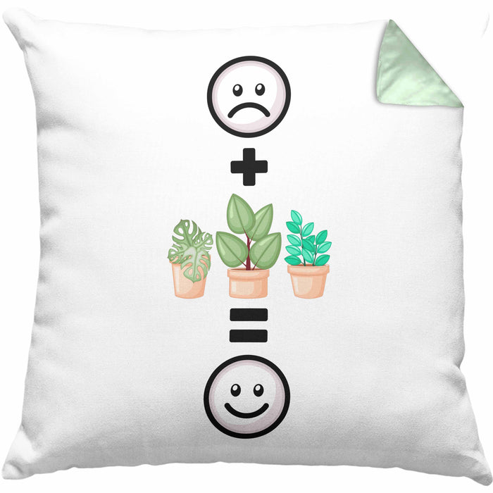 Pflanzen Kissen mit Füllung 40x40 Geschenk für Pflanzen-Liebhaber Grüner Daumen Geburtstag Lustige Geschenkidee :( + Pflanzen+ = :) (Grau) Grün Trendation