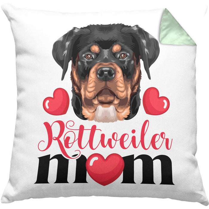 Rottweiler Besitzer Mom Mama Kissen mit Füllung 40x40 Geschenk Lustiger Spruch Geschenkidee Rottweiler Besitzerin (Grau) Grün Trendation