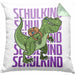 Einschulung Kissen mit Füllung 40x40 Geschenk Jungs Erster Schultag: Lustige T-Rex Dino Kissen mit Füllung 40x40 für Schulkind (Grau) Grün Trendation