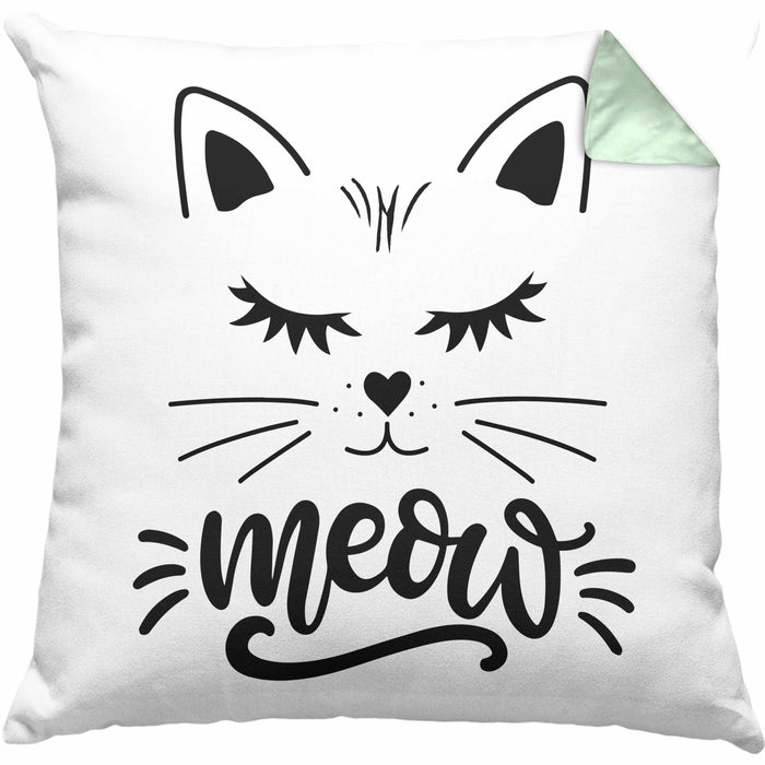 Katzen-Besitzerin Kissen mit Füllung 40x40 Geschenk Meow Katze Geschenkidee Miau Katzen Mama (Grau) Grün Trendation