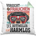 Rottweiler Besitzerin Frauchen Kissen mit Füllung 40x40 Geschenk Lustiger Spruch Geschenkidee Vorsicht Vor Dem Frauchen (Grau) Grün Trendation