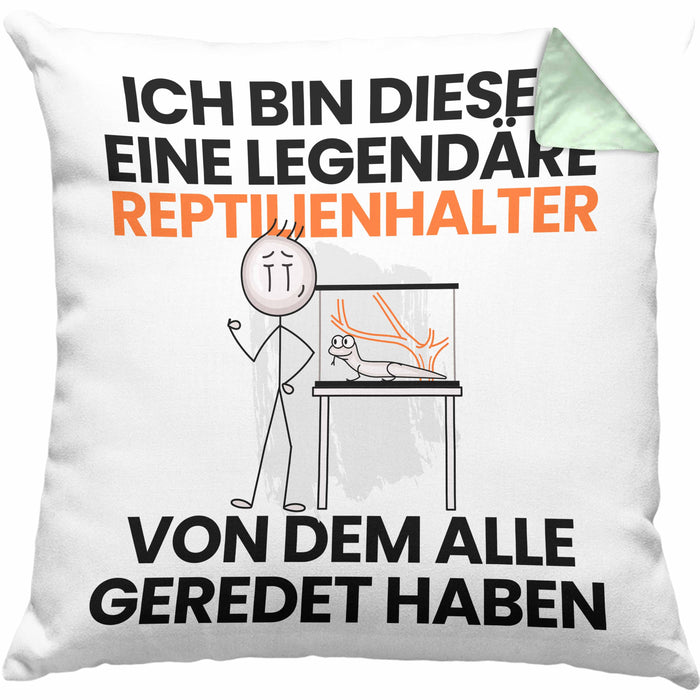 Reptilienhalter Geschenk Kissen mit Füllung 40x40 Lustige Geschenkidee Geburtstag für Reptilienhalter Ich Bin Dieser Legendäre Reptilienhalter Von Dem Alle Geredet Haben (Grau) Grün Trendation