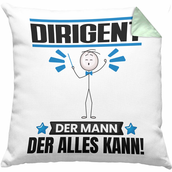Dirigent Kissen mit Füllung 40x40 Geschenk für Dirigent Der Mann Der Alles Kann Geschenkidee zum Geburtstag (Grau) Grün Trendation