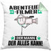Abenteuerfilmer Kissen mit Füllung 40x40 Geschenk für Abenteuerfilmer Der Mann Der Alles Kann Geschenkidee zum Geburtstag (Grau) Grün Trendation