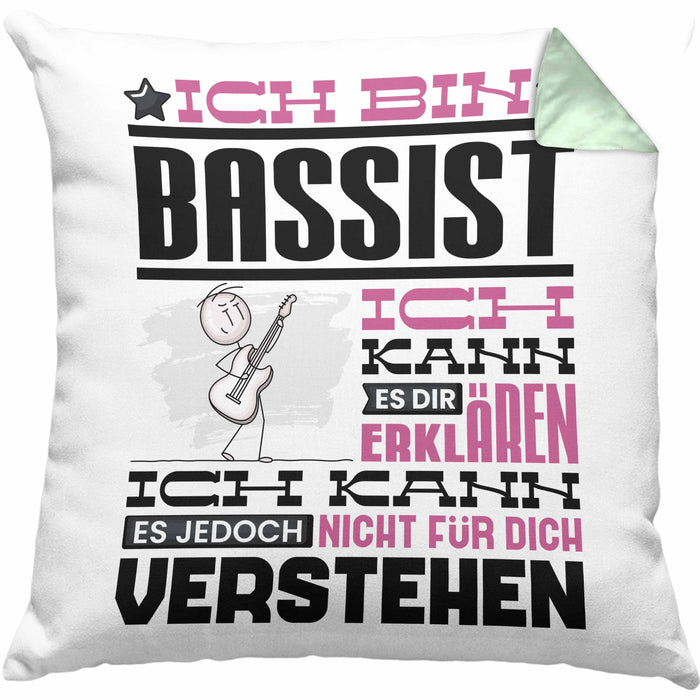 Bassist Geschenk Kaffee-Kissen mit Füllung 40x40 Geschenkidee für Bassist Ich Bin Bassist Ich Kann Es Dir Erklären Jedoch Nicht Für Dich Verstehen Spruch Lustig (Grau) Grün Trendation