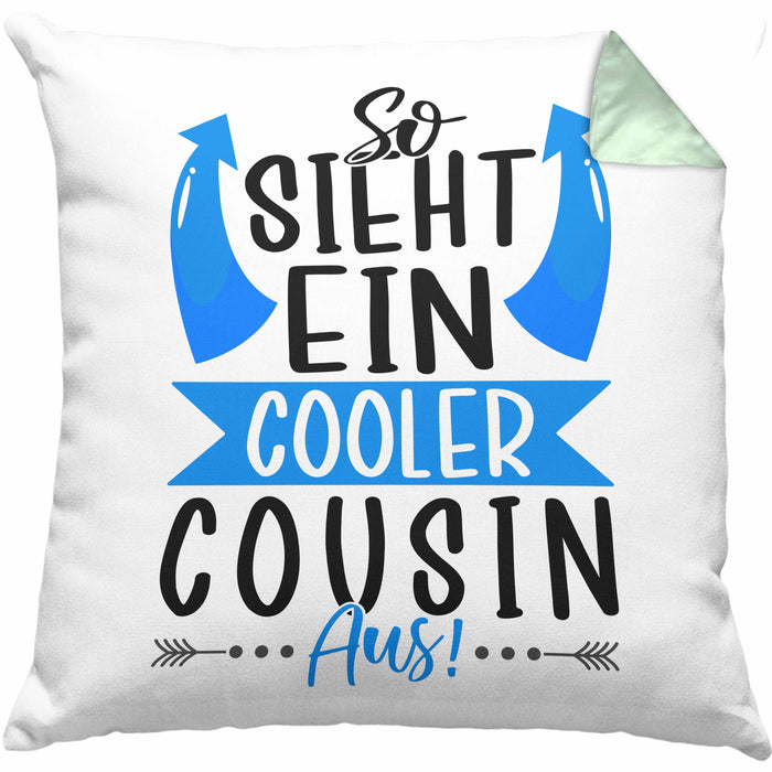 Cousin Kissen mit Füllung 40x40 Geschenk So Sieht Ein Cooler Cousin Aus Geschenkidee Bester Cousin (Grau) Grün Trendation