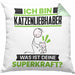Katzenliebhaber Kissen mit Füllung 40x40 Geschenk für Katzenliebhaber Geburtstag Lustiger Spruch Was Ist Deine Superkraft (Grau) Grün Trendation