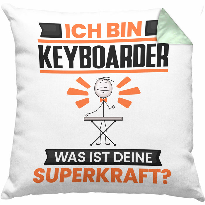 Keyboarder Kissen mit Füllung 40x40 Geschenk für Keyboarder Geburtstag Lustiger Spruch Was Ist Deine Superkraft (Grau) Grün Trendation