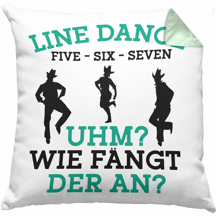 Lustige Line Dance Kissen mit Füllung 40x40 - Tolles Geschenk für Line Dance Enthusiasten (Grau) Grün Trendation