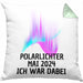 Polarlichter 2024 Kissen mit Füllung 40x40 Geschenk Ich War Dabei Polar-Lichter Polarlicht Heute Nochmal Polarlichter (Grau) Grün Trendation
