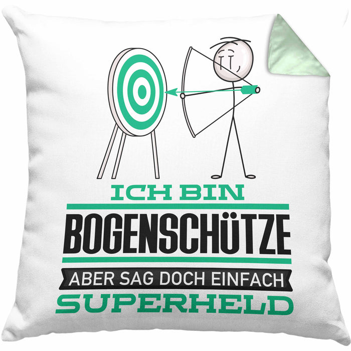 Bogenschütze Geschenk Kissen mit Füllung 40x40 Ich Bin Bogenschütze Aber Sag Doch Einfach Superheld Lustige Geschenkdiee für Bogenschütze (Grau) Grün Trendation