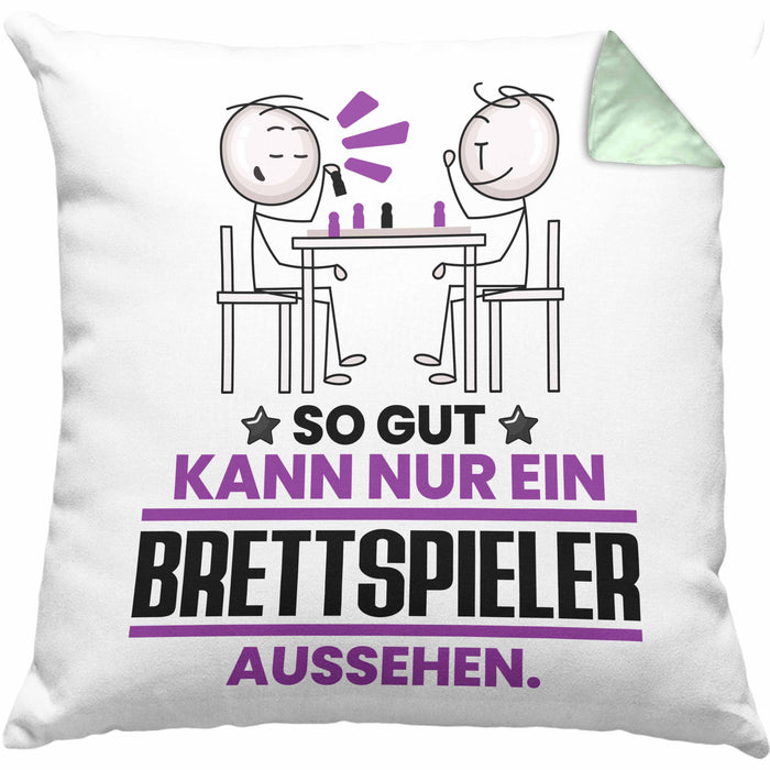 Brettspieler Geschenk Kissen mit Füllung 40x40 So Gut Kann Nur Ein Brettspieler Aussehen Geschenkidee (Grau) Grün Trendation