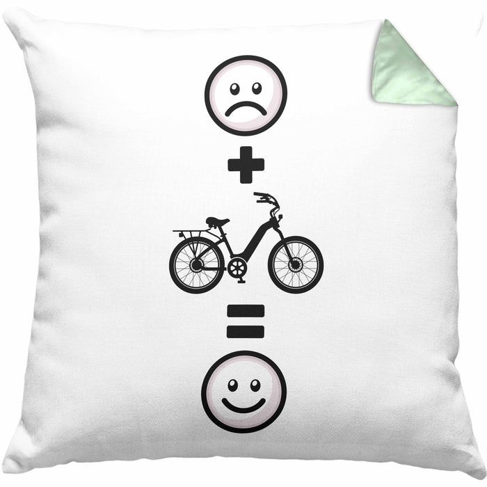 E-bike Kissen mit Füllung 40x40 Geschenk für E-Bike fahrer Geburtstag Lustige Geschenkidee :( + E-Bike = :) (Grau) Grün Trendation