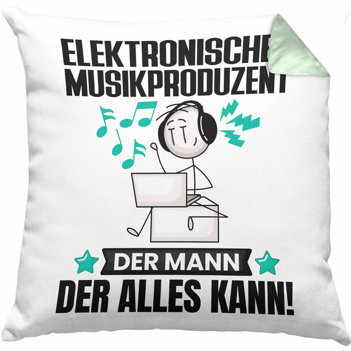 ElektronischerMusikproduzent Kissen mit Füllung 40x40 Geschenk für ElektronischerMusikproduzent Der Mann Der Alles Kann Geschenkidee zum Geburtstag (Grau) Grün Trendation