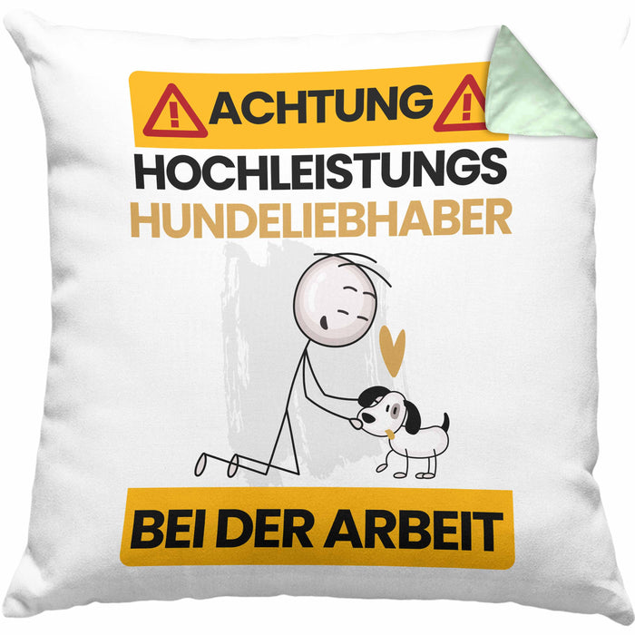Hundeliebhaber Kissen mit Füllung 40x40 Geschenk Lustiger Spruch Geschenkidee für Hundeliebhaber Achtung Hochleistungs Hundeliebhaber Bei Der Arbeit (Grau) Grün Trendation