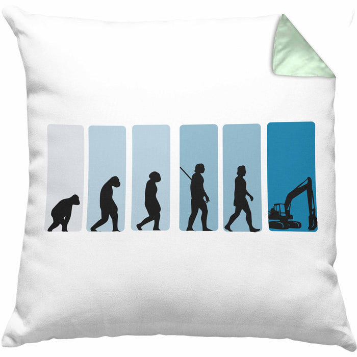 Bagger Lustige Geschenkidee für Baggerfahrer Kissen mit Füllung 40x40 Evolution-Motiv Baustelle (Grau) Grün Trendation