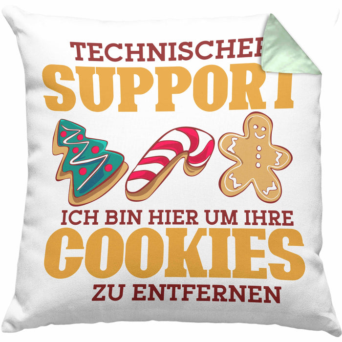 Lustige Kissen mit Füllung 40x40 Technischer Support "Ich bin hier, um Ihre Cookies zu entfernen" Geschenk für Tech-Enthusiasten (Grau) Grün Trendation